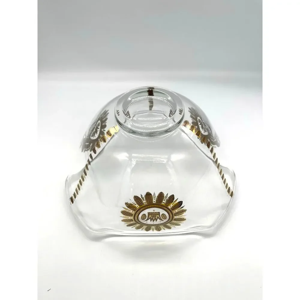 Vintage Mid Century Georges Briard Folded Edge Glass Bowl with Gold Accents MCM
